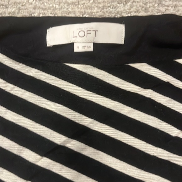 BLACK AND CREAM STRIPED LOFT DRESS MEDIUM - Picture 2 of 4